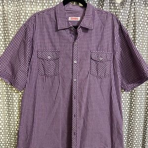 Michael Brandon XXL Short Sleeve purple Gingham plaid.